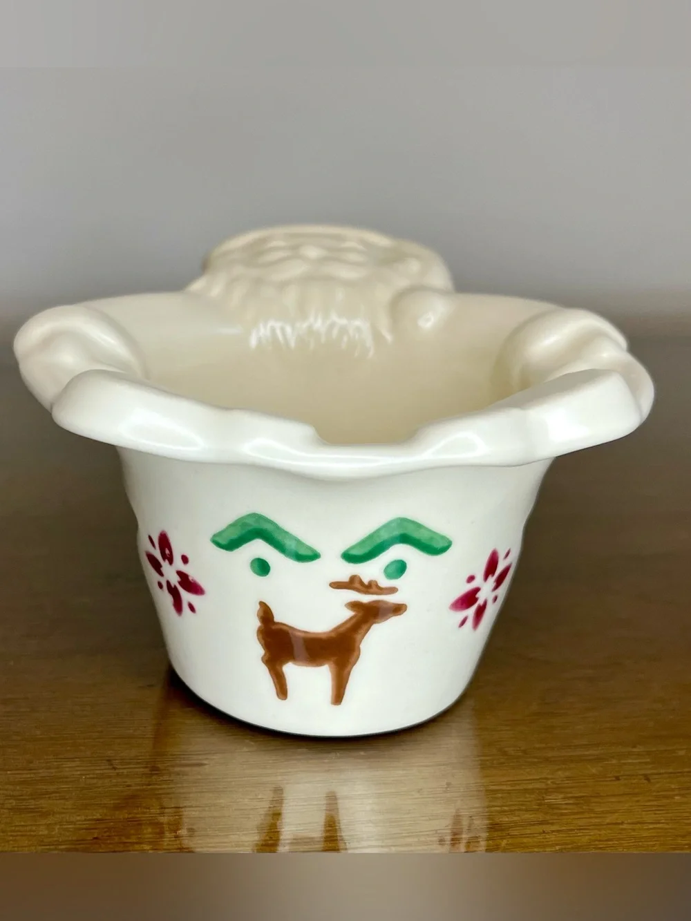 Vintage Pfaltzgraff Nordic Christmas Santa & Reindeer, Votive Candle Holder, 90s